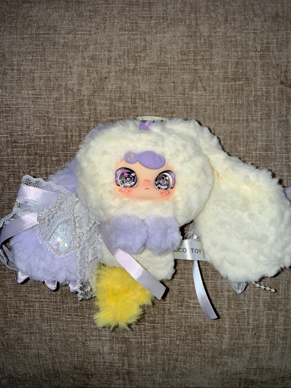 Plush Bunny Ear Hair Clip in Lavender & Cream - Kids Accessory